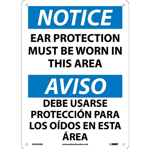 Notice Ear Protection Must Be Worn Sign - Bilingual (ESN385AB)