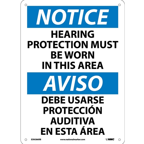 Notice Hearing Protection Must Be Worn Sign - Bilingual (ESN386RB)