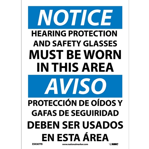 Notice Hearing Protection Must Be Worn Sign - Bilingual (ESN387PB)