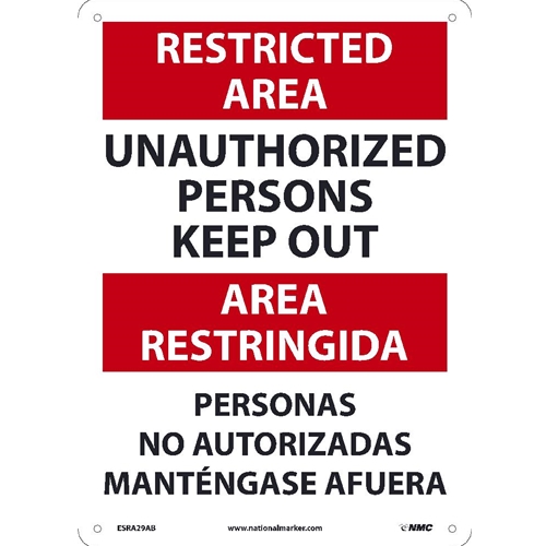 Restricted Area Keep Out Sign - Bilingual (ESRA29AB)
