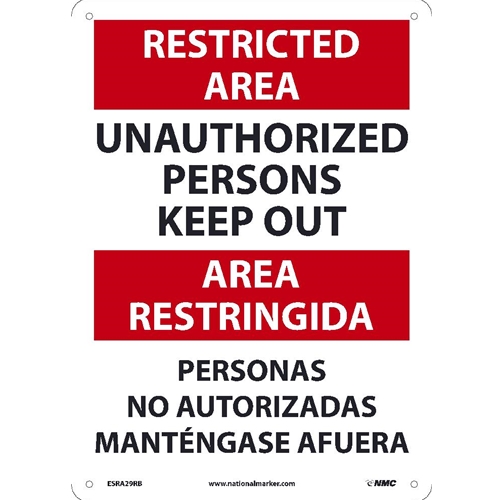 Restricted Area Keep Out Sign - Bilingual (ESRA29RB)