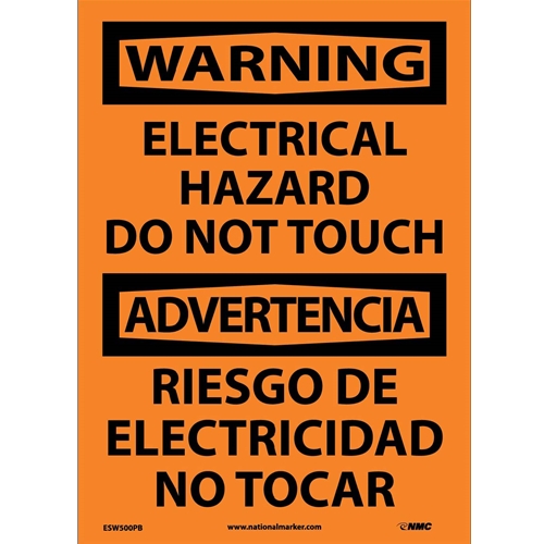 Warning Electrical Hazard Do Not Touch Sign - Bilingual (ESW500PB)