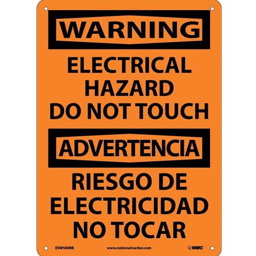 Warning Electrical Hazard Do Not Touch Sign - Bilingual (ESW500RB)