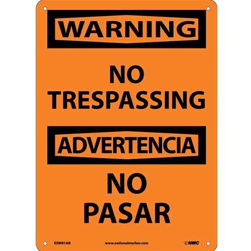 Warning No Trespassing Sign - Bilingual (ESW81AB)