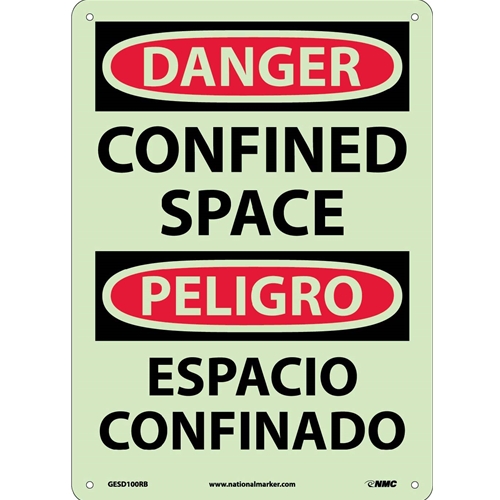 Danger Confined Space Sign - Bilingual (GESD100RB)
