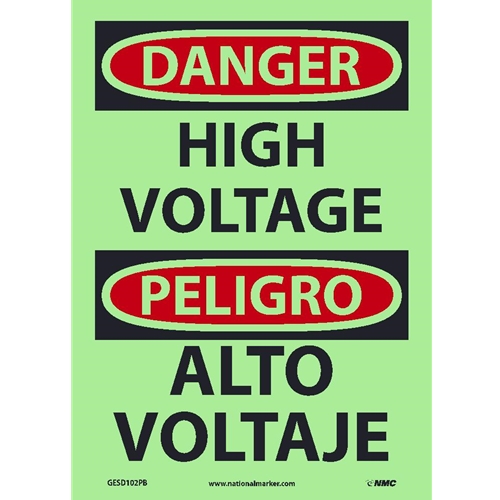 Danger High Voltage Sign - Bilingual (GESD102PB)