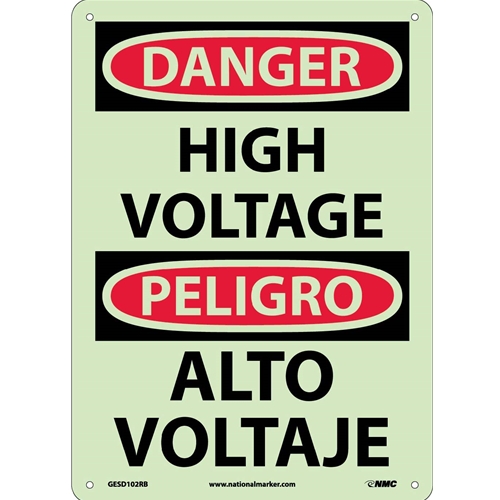 Danger High Voltage Sign - Bilingual (GESD102RB)