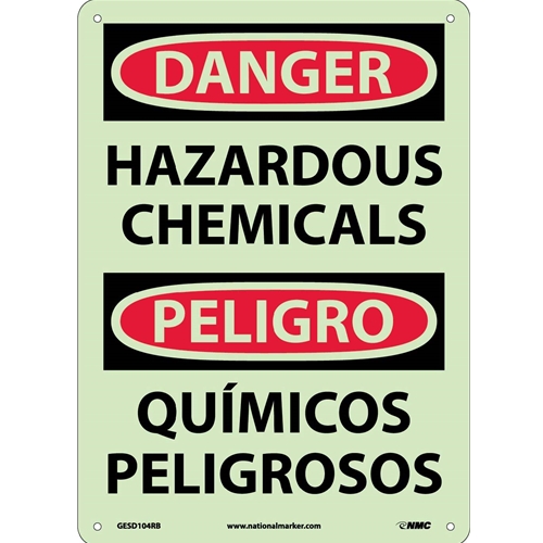 Danger Hazardous Chemicals Sign - Bilingual (GESD104RB)