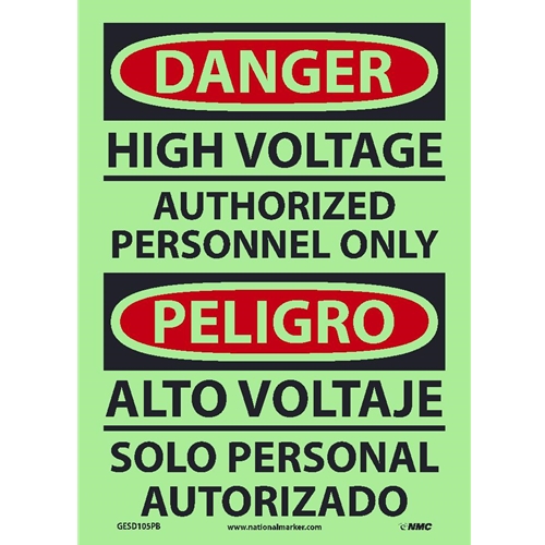 Danger High Voltage Sign - Bilingual (GESD105PB)