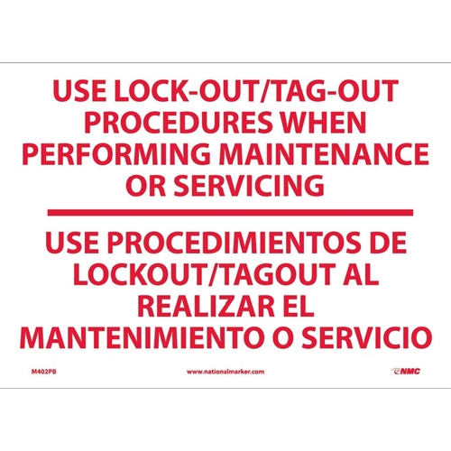 Use Lock-Out/Tag-Out Procedures Sign - Bilingual (M402PB)
