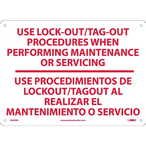 Use Lock-Out/Tag-Out Procedures Sign - Bilingual (M402RB)