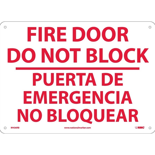 Fire Door Do Not Block Sign - Bilingual (M436RB)