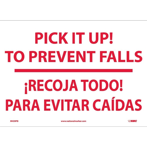 Pick It Up! To Prevent Falls Sign - Bilingual (M439PB)