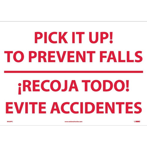 Pick It Up! To Prevent Falls Sign - Bilingual (M439PC)