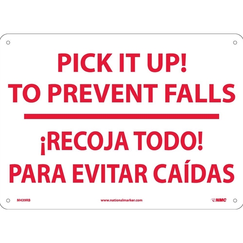 Pick It Up! To Prevent Falls Sign - Bilingual (M439RB)