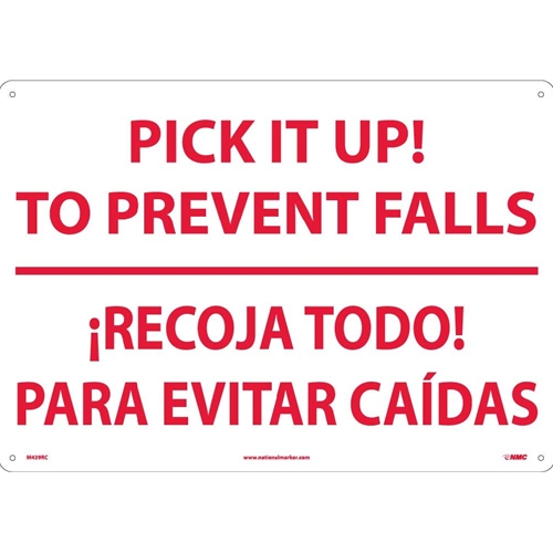 Pick It Up! To Prevent Falls Sign - Bilingual (M439RC)