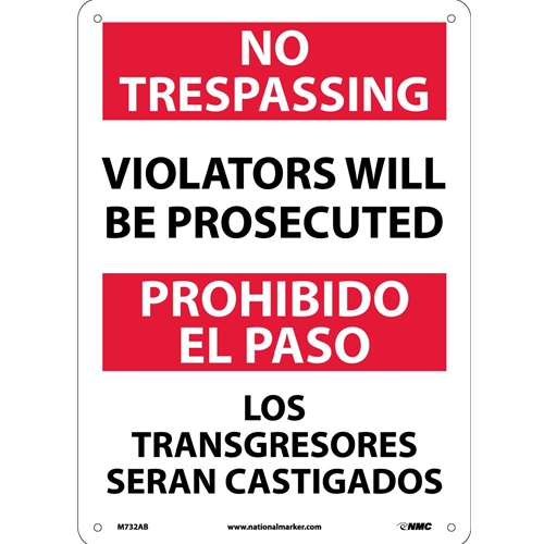 No Trespassing Sign - Bilingual (M732AB)