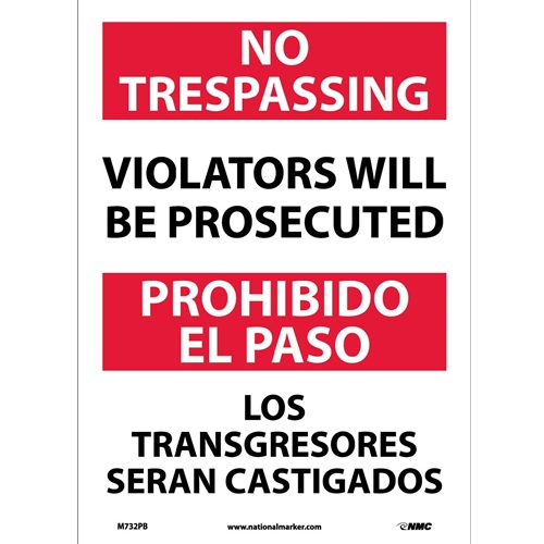 No Trespassing Sign - Bilingual (M732PB)