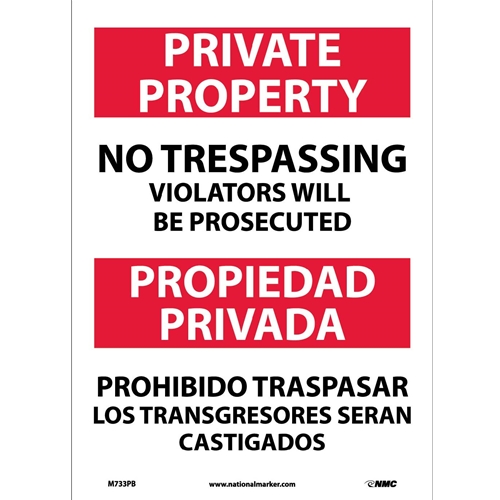 No Trespassing Sign - Bilingual (M733PB)