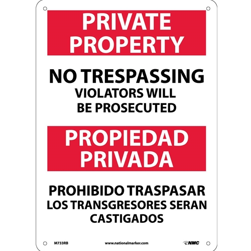 No Trespassing Sign - Bilingual (M733RB)