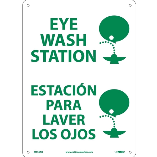 Eye Wash Station Sign - Bilingual (M736AB)