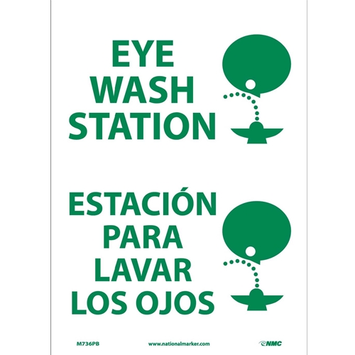 Eye Wash Station Sign - Bilingual (M736PB)
