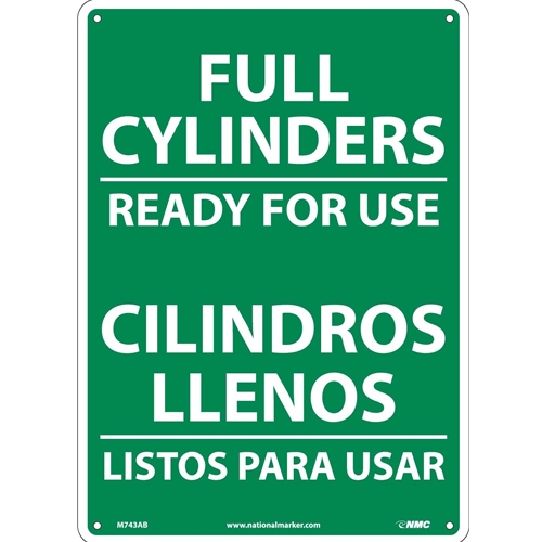 Full Cylinders Ready For Use Sign - Bilingual (M743AB)