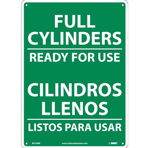 Full Cylinders Ready For Use Sign - Bilingual (M743RB)