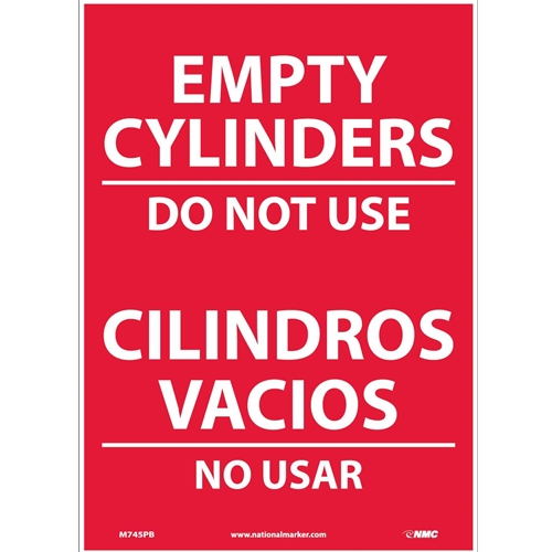Empty Cylinders Do Not Use Sign - Bilingual (M745PB)