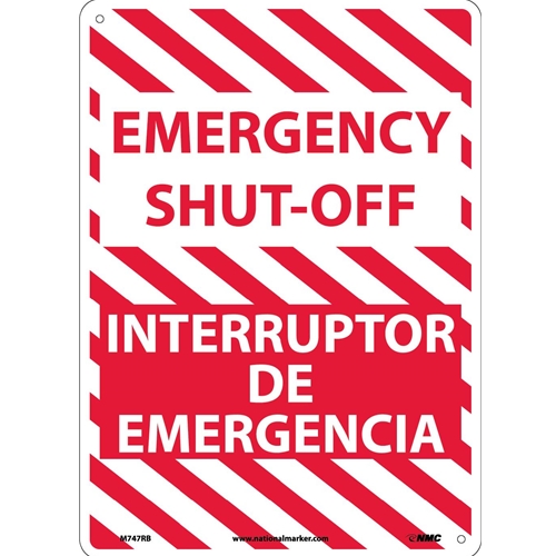 Emergency Shut-Off Sign - Bilingual (M747RB)