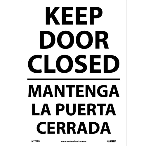 Keep Door Closed Sign - Bilingual (M778PB)