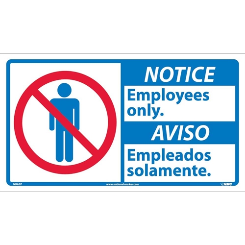 Notice Employees Only Sign - Bilingual (NBA3P)