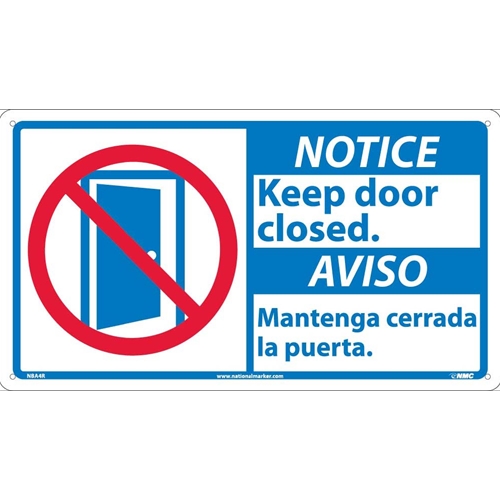 Notice Keep Door Closed Sign - Bilingual (NBA4R)