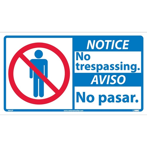 Notice No Trespassing Sign - Bilingual (NBA5P)