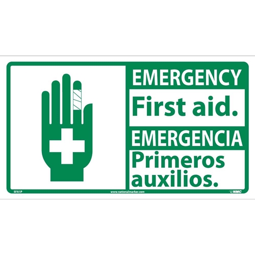 Emergency First Aid Sign - Bilingual (SFA1P)