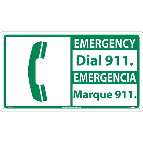 Emergency Dial 911 Sign - Bilingual (SFA3R)