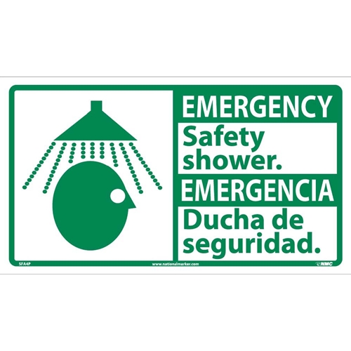 Emergency Safety Shower Sign - Bilingual (SFA4P)
