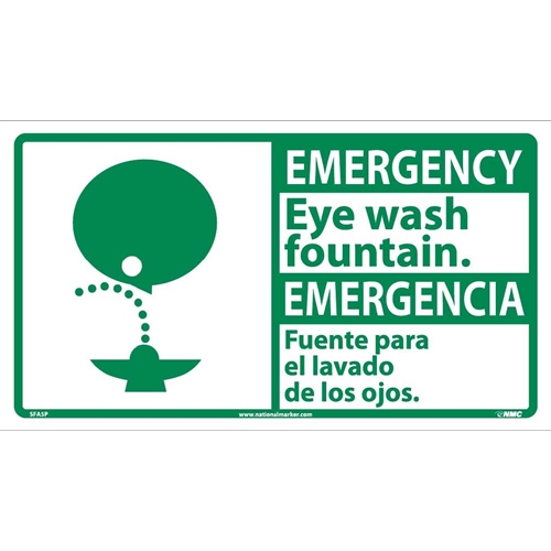 Emergency Eye Wash Fountain Sign - Bilingual (SFA5P)