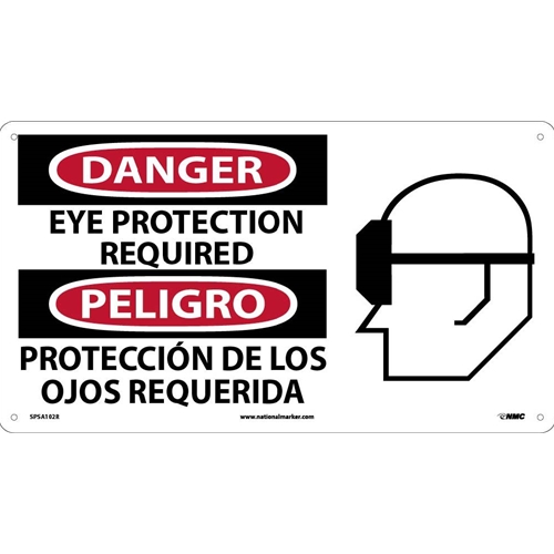 Danger Eye Protection Required Sign Bilingual Spsa102r 8403