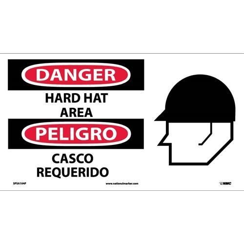 Danger Hard Hat Area Sign - Bilingual (SPSA104P)