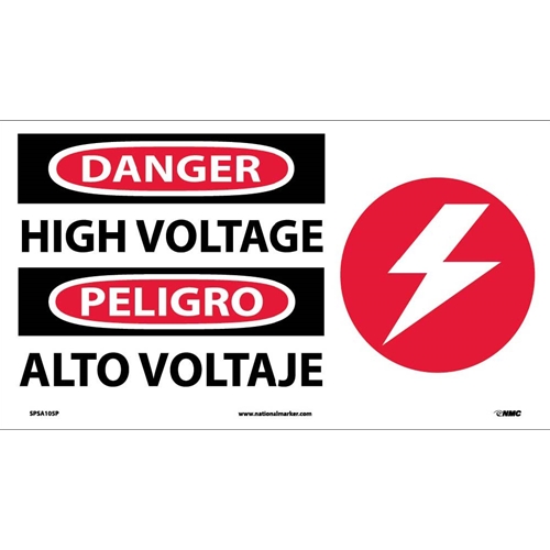 Danger High Voltage Sign - Bilingual (SPSA105P)