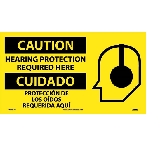 Caution Hearing Protection Required Here Sign - Bilingual (SPSA118P)