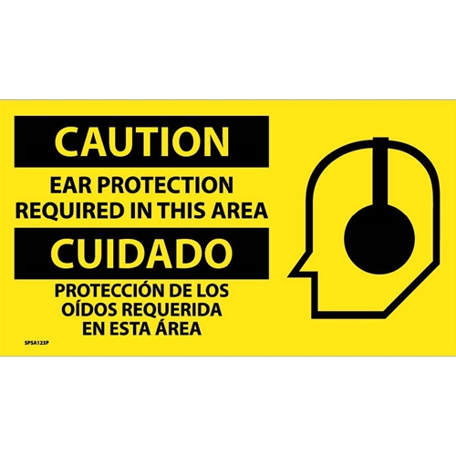 Caution Ear Protection Required Sign - Bilingual (SPSA123P)