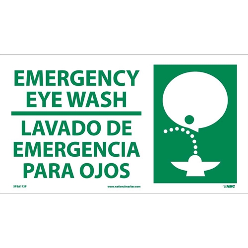Emergency Eye Wash Sign - Bilingual (SPSA173P)