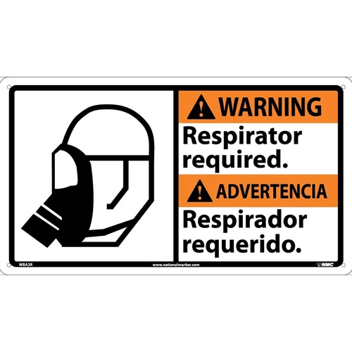 Warning Respirator Required Sign - Bilingual (WBA2R)