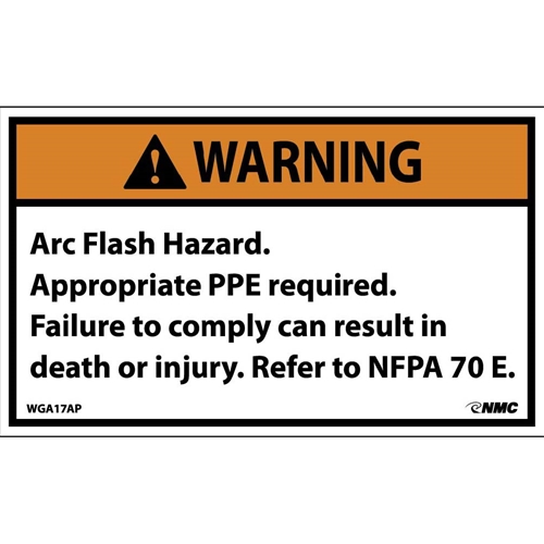 Warning Arc Flash Hazard Label (WGA17AP)