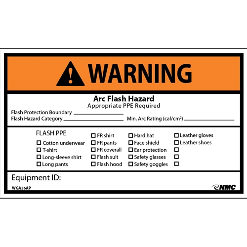 Warning Arc Flash Hazard Label (WGA36AP)