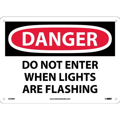 Danger Do Not Enter When Lights Are Flashing Sign (D428RB)