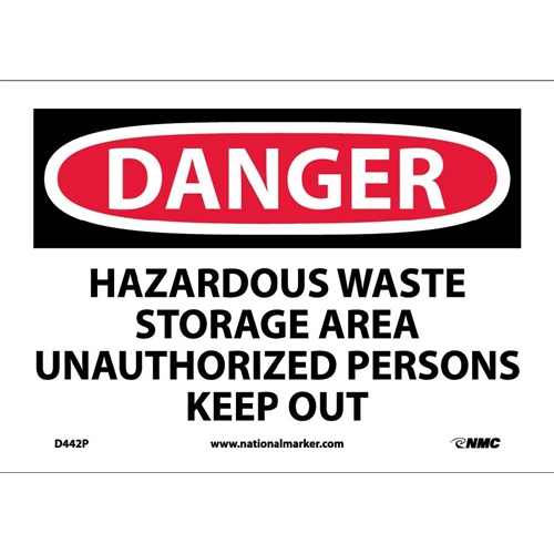 Danger Hazardous Waste Storage Area Sign (D442P)