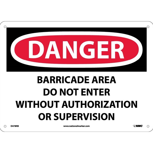 Danger Barricade Area Do Not Enter Sign (D478RB)